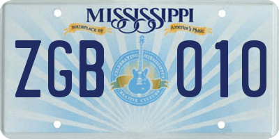 MS license plate ZGB010