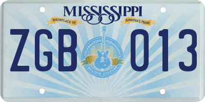 MS license plate ZGB013