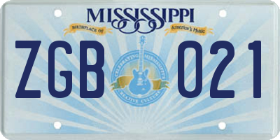 MS license plate ZGB021