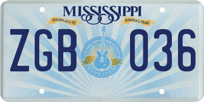 MS license plate ZGB036