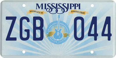 MS license plate ZGB044
