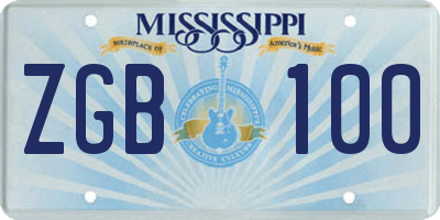 MS license plate ZGB100
