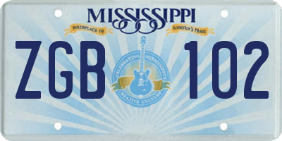 MS license plate ZGB102