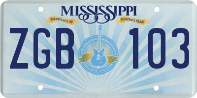 MS license plate ZGB103