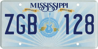 MS license plate ZGB128