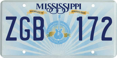 MS license plate ZGB172