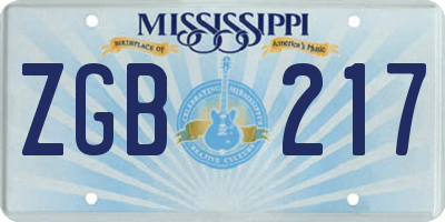 MS license plate ZGB217