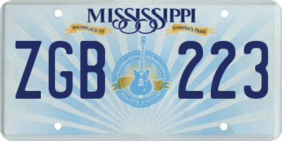 MS license plate ZGB223