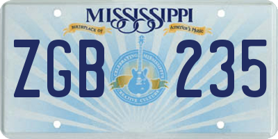 MS license plate ZGB235