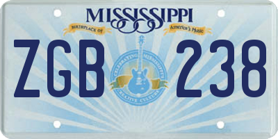 MS license plate ZGB238