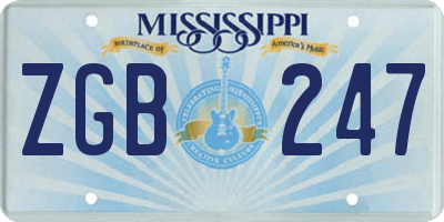 MS license plate ZGB247
