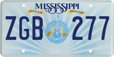 MS license plate ZGB277