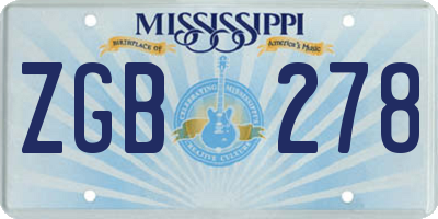 MS license plate ZGB278