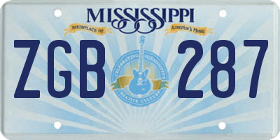 MS license plate ZGB287