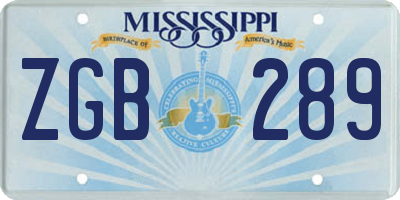 MS license plate ZGB289