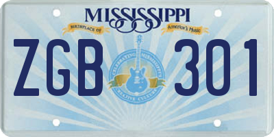 MS license plate ZGB301