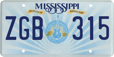 MS license plate ZGB315