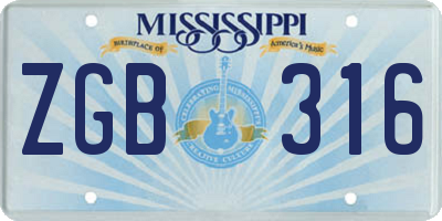 MS license plate ZGB316