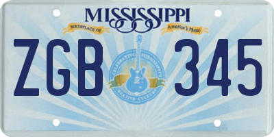 MS license plate ZGB345