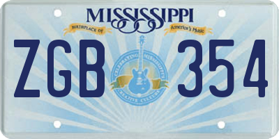 MS license plate ZGB354
