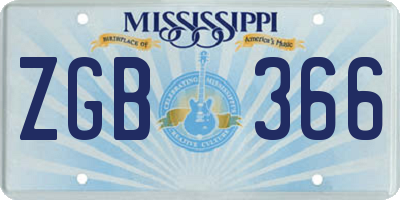 MS license plate ZGB366