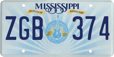 MS license plate ZGB374