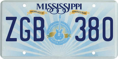 MS license plate ZGB380