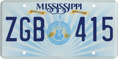 MS license plate ZGB415