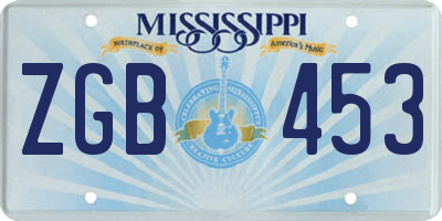 MS license plate ZGB453