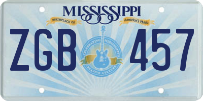 MS license plate ZGB457