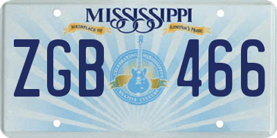 MS license plate ZGB466