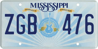 MS license plate ZGB476