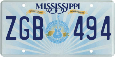 MS license plate ZGB494