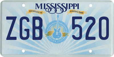 MS license plate ZGB520