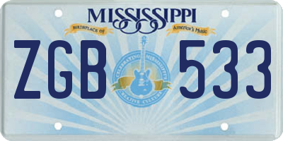 MS license plate ZGB533