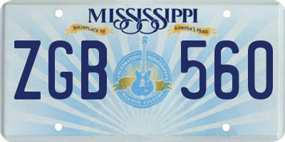 MS license plate ZGB560