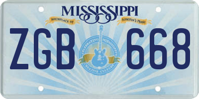 MS license plate ZGB668