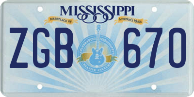 MS license plate ZGB670
