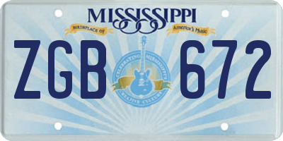 MS license plate ZGB672