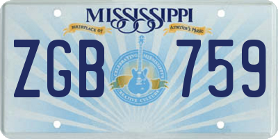 MS license plate ZGB759