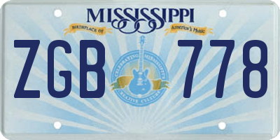 MS license plate ZGB778