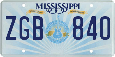 MS license plate ZGB840