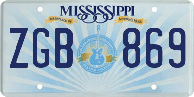 MS license plate ZGB869