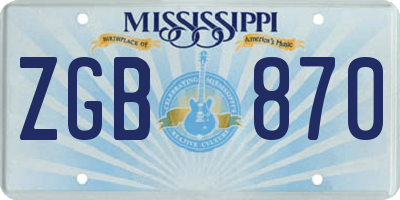 MS license plate ZGB870