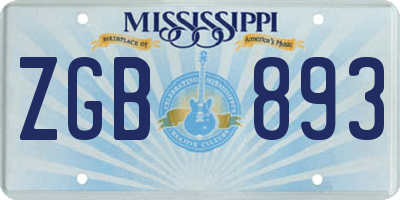 MS license plate ZGB893