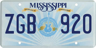 MS license plate ZGB920