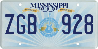 MS license plate ZGB928