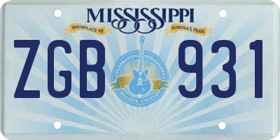 MS license plate ZGB931