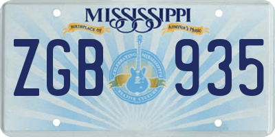 MS license plate ZGB935