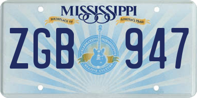 MS license plate ZGB947